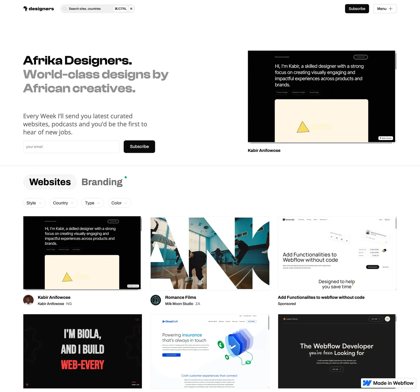 Afrika Designers interface